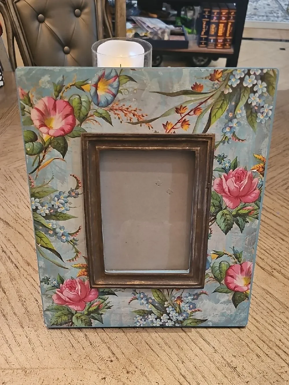 Floral Blue Vintage 5x7 Photo Frame